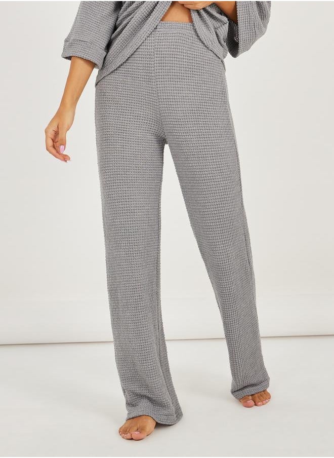 Styli Waffle Knit V Neck Dropped Shoulder T-Shirt and Pyjama Set  - Image 4