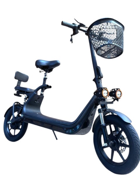 Large Basket Electric Scooter with two seats | Electric Scooter | Monster Scooter | Electric Scooter for Adults | Electric Scooter with Seat | Foldable Electric Scooter | 48V Voltage | 500W Motor | Front and Rear Lights | Shock Absorbing Suspension | Storage Basket | Weight Capacity 120 KG | 12-Inch Tires