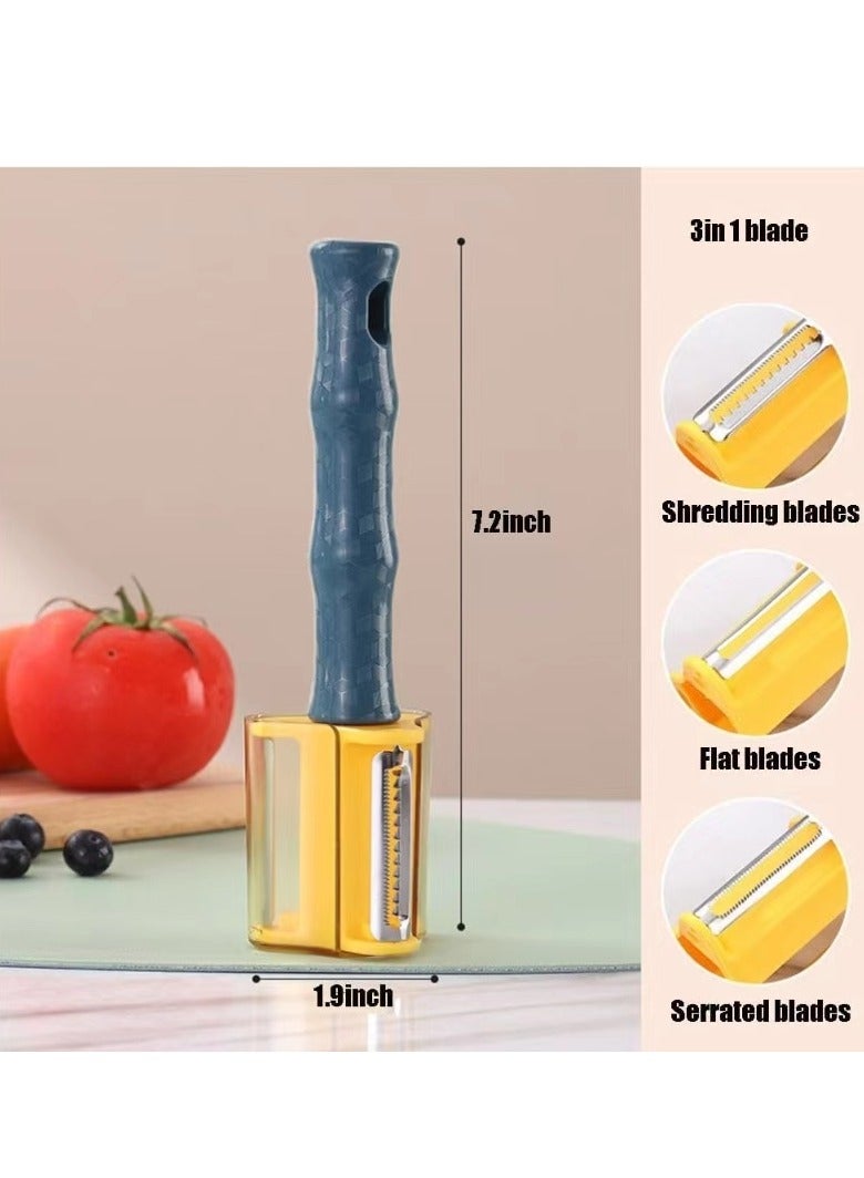 1Pc Vegetable Peeler Julienne Peeler, 3 in 1 Multi Potato Peelers for Kitchen, Veggie Fruit Peeler Slicer Shredder for Carrot Cumumber Apple  - Image 4