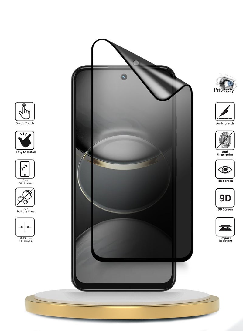 Wtech Tecno Spark 30C 4G/5G 2024 Premium Nano Ceramic Privacy Full Glue Full Cover Matte Flexible Screen Protector (MSCNMP) - Clear/Black - Image 2