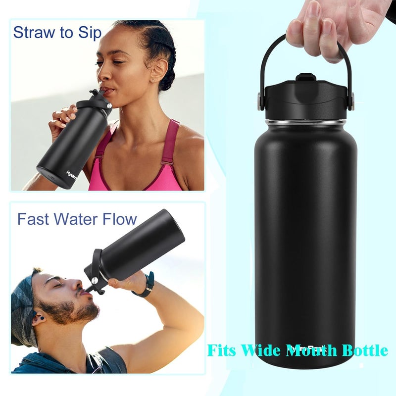 POYAKU Straw Lid for Hydro flask Wide Mouth Water Bottle 32 oz 40 oz, Top Lids with Straw for Hydroflask Wide Mouth, Replacement Cap Accessories Flip Lid Flex Handle - Image 2