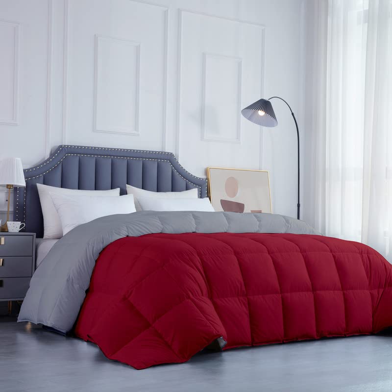 Razzai MammaYo Razzai Down Alternative Soft Quilted Reversible 300 GSM All Weather Comforter (60" x 90" Inches/152cm x 228cm) - Single Bed Comforters|Silver/Burgundy| TC - 400 - Image 2