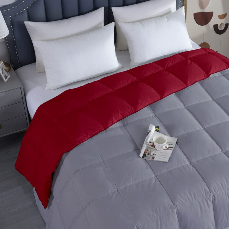 Razzai MammaYo Razzai Down Alternative Soft Quilted Reversible 300 GSM All Weather Comforter (60" x 90" Inches/152cm x 228cm) - Single Bed Comforters|Silver/Burgundy| TC - 400 - Image 4