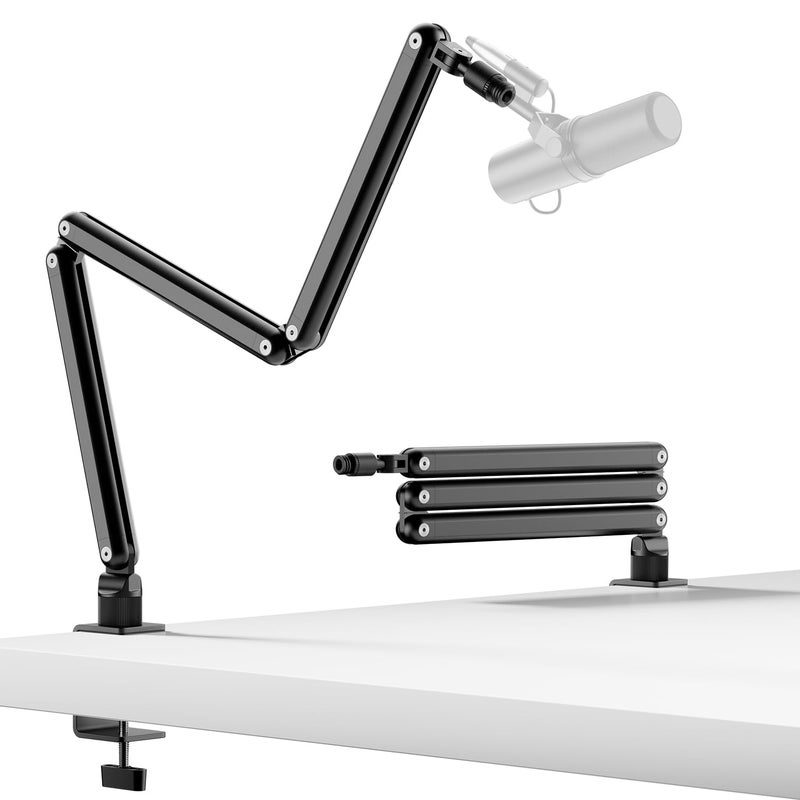 TODI Mic Arm for Lightweight Mics, Microphone Arm Rotatable, Storable Desk Mic Stand for Bear 3LB with Mount Clamp, Mic Stand Boom Arm with Cable Channel with 3/8'' 5/8'' Thread for Podcast, Gaming - Image 1