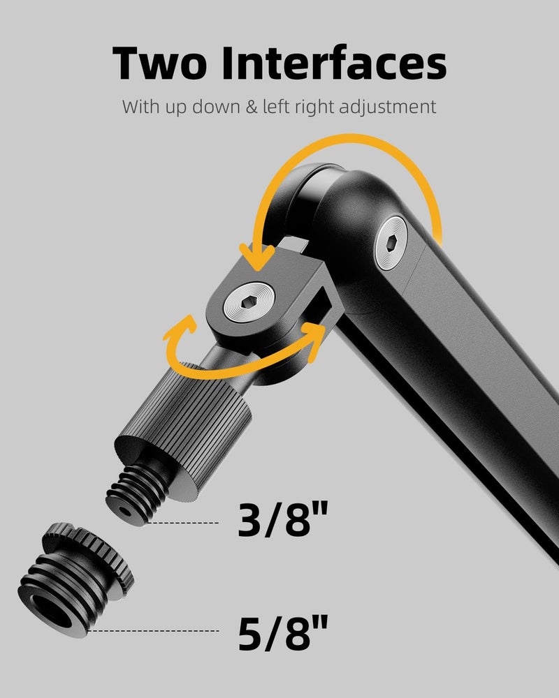 TODI Mic Arm for Lightweight Mics, Microphone Arm Rotatable, Storable Desk Mic Stand for Bear 3LB with Mount Clamp, Mic Stand Boom Arm with Cable Channel with 3/8'' 5/8'' Thread for Podcast, Gaming - Image 3