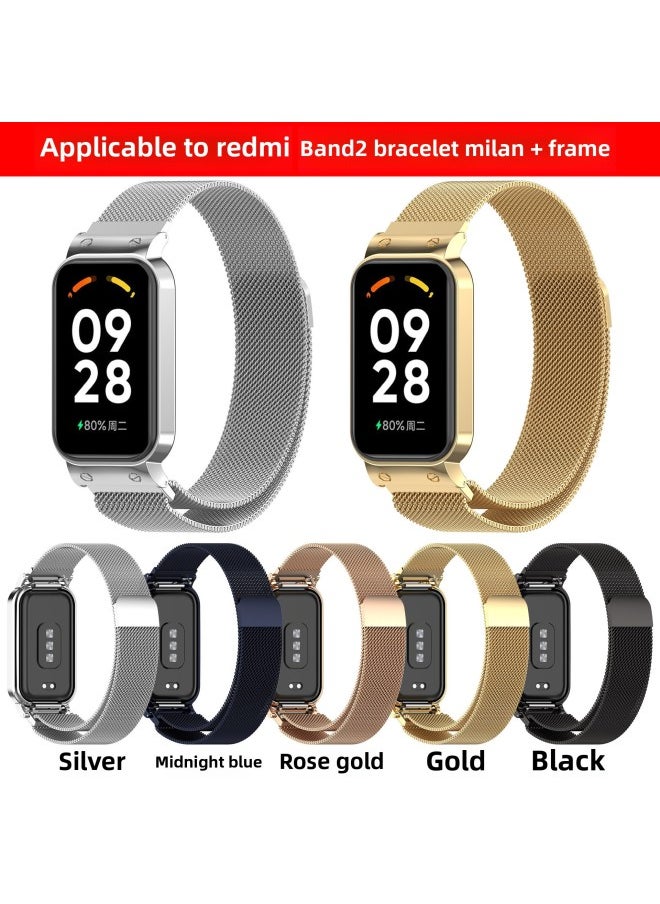Generic - Suitable For Redmi Band 2m Lan Strap Redmi Smart Band2 Metal Steel Strap-Color:Gold (milanese Belt) - Image 1