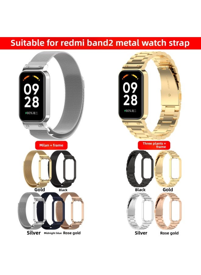 Generic - Suitable For Redmi Band 2m Lan Strap Redmi Smart Band2 Metal Steel Strap-Color:Gold (milanese Belt) - Image 1