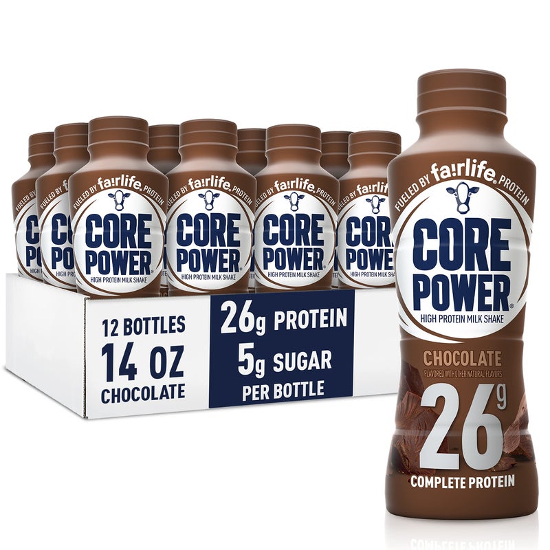 Core Power Protein Shake, Chocolate, 26g Bottle, 14oz, 12 Pack - Image 1