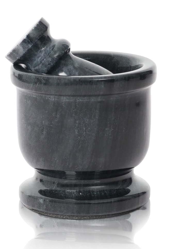 Radicaln Marble Mortar and Pestle Set Black 2.5" Inches Handmade Spice Grinder for Kitchen Herb Grinder Bowl & Garlic Crusher for Kitchen Accessories - Image 1