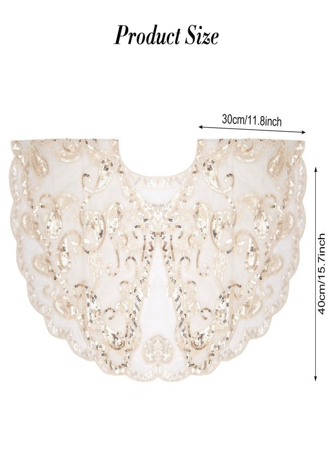 Fumwase 1920s Shawl Wraps Sequin Beaded Evening Women's Flapper Shawl Bridal Shawls Flapper (Champagne) - Image 2