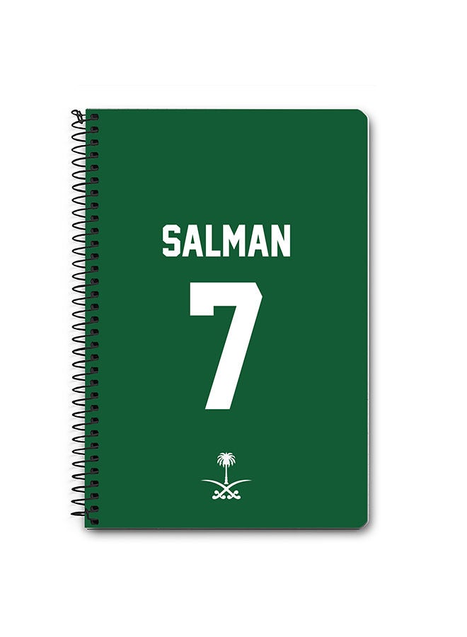 Stylizedd Designer A5 Spiral Notebook Memo Notepad Journal - Football Team - Saudi Arabia Player Name - Salman - Image 1