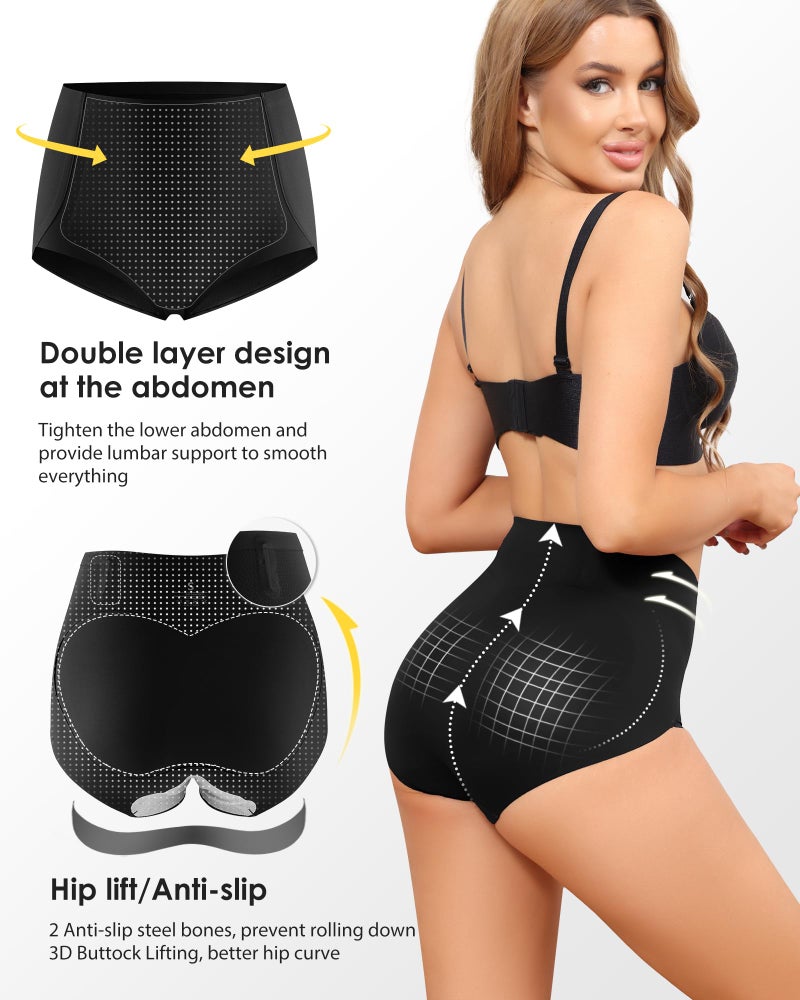 LEVAO Women's Tummy Control Underwear High Waisted Seamless Panties - Postpartum Briefs No Show Shaper S-3XL 4 Pack - Image 3