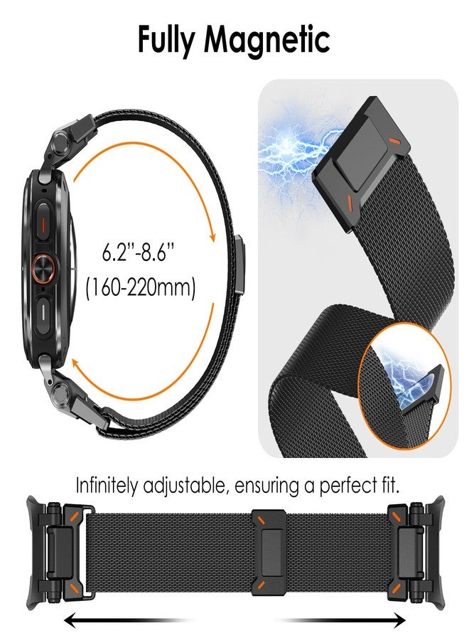 NewWays Milanese Loop for Galaxy Watch Ultra (2025) Bands 47mm for Men Magnetic Strap Stainless Steel Connector Military Rugged Galaxy Watch Ultra Bands, Black - Image 5