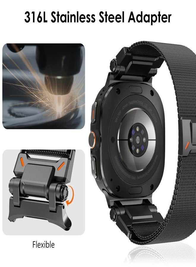 NewWays Milanese Loop for Galaxy Watch Ultra (2025) Bands 47mm for Men Magnetic Strap Stainless Steel Connector Military Rugged Galaxy Watch Ultra Bands, Black - Image 2