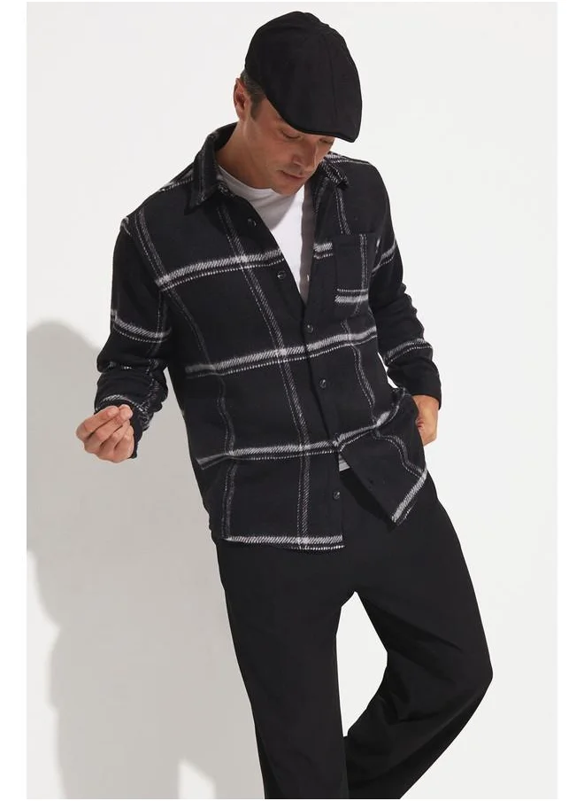 جون June Men Checkered Shirt Black