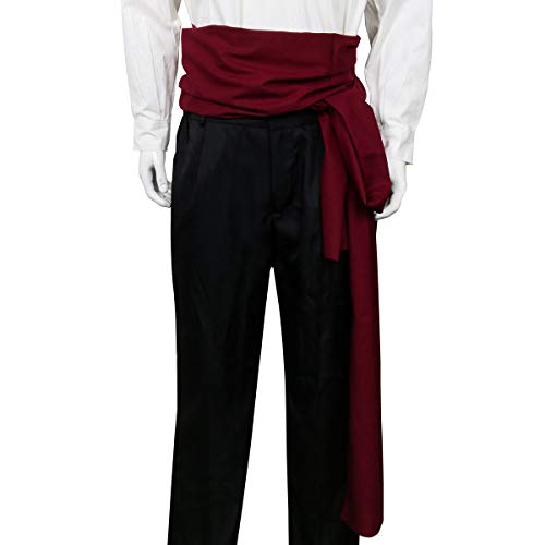 COSFLY Men Pirate Medieval Renaissance Large Sash Halloween Costume Waist Sash Belt Accessory (Aubergine) - Image 2