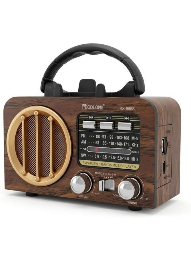 Golon COLON RX-BT568S Portable Retro Radio with Bluetooth, FM/AM/SW, USB, TF Card, AUX & Rechargeable Battery - Image 2