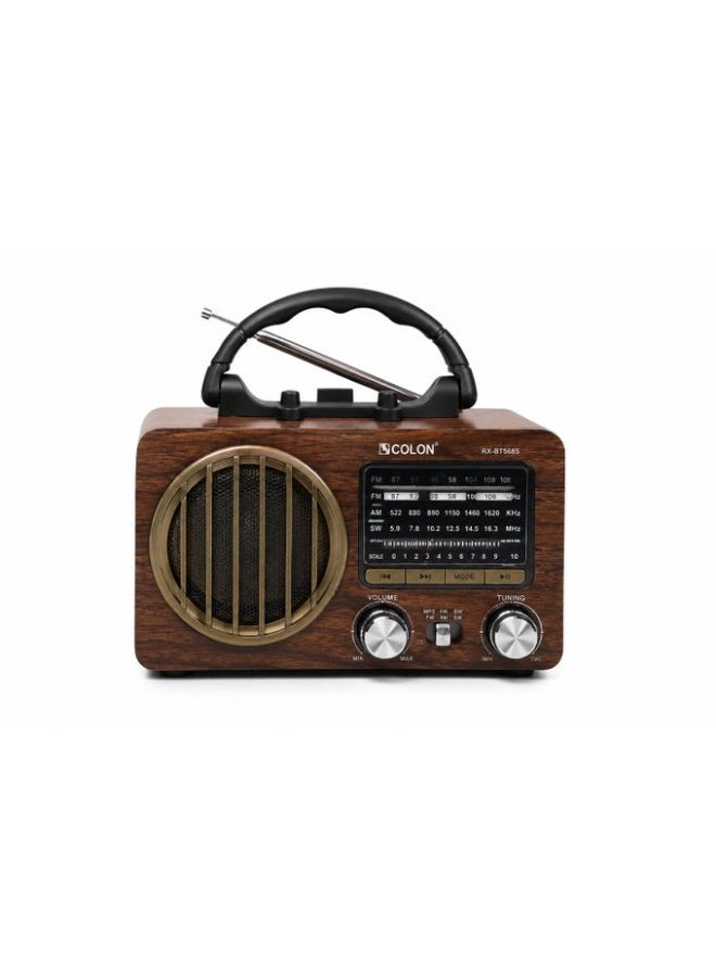 Golon COLON RX-BT568S Portable Retro Radio with Bluetooth, FM/AM/SW, USB, TF Card, AUX & Rechargeable Battery - Image 1