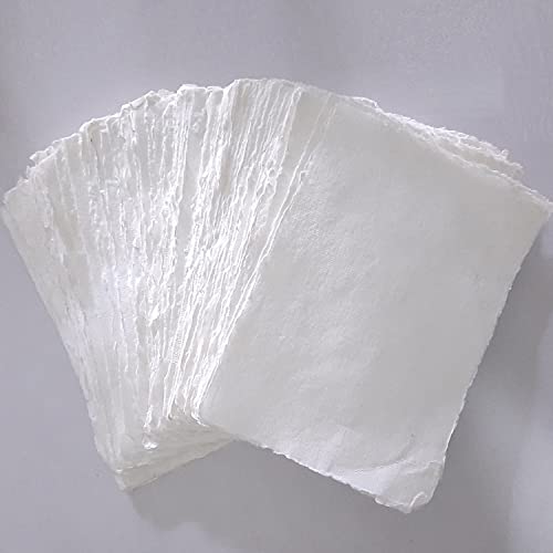 Etailor E-Tailor A5 Handmade Cotton Paper Deckle Edge Loose Leaf Sheets 130 GSM Ivory White (HPDW-101-6x8-20-Sheets) - Image 1