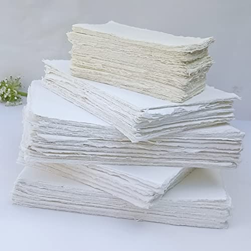Etailor E-Tailor A5 Handmade Cotton Paper Deckle Edge Loose Leaf Sheets 130 GSM Ivory White (HPDW-101-6x8-20-Sheets) - Image 5