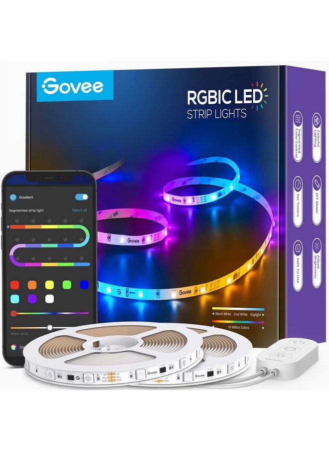 Govee Govee 65.6ft RGBIC LED Strip Lights, Color Changing LED Strips, App Control via Bluetooth, Smart Segmented Control, Multiple Scenes, Enhanced Music Sync LED Lights for Bedroom, Christmas (2 X 32.8ft)  - Image 1