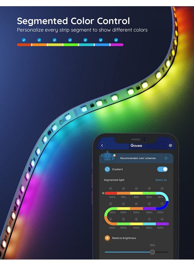 Govee Govee 65.6ft RGBIC LED Strip Lights, Color Changing LED Strips, App Control via Bluetooth, Smart Segmented Control, Multiple Scenes, Enhanced Music Sync LED Lights for Bedroom, Christmas (2 X 32.8ft)  - Image 4