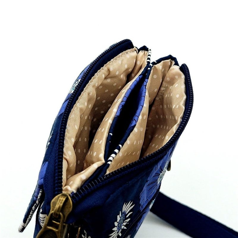 E-Tree Small Crossbody Bag for Women Blue Flower Cell Phone Purse with Cross Body Shoulder Strap Cellphone Wallet Cute Mini Handbags - Image 2