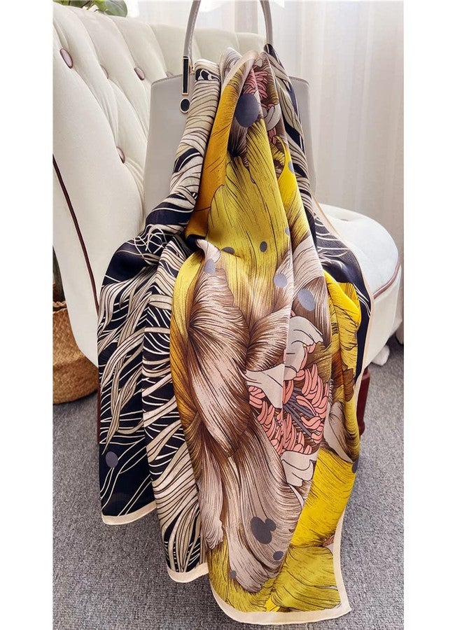 Aufeel Fashion Scarves 100% Silk Felling Scarf Long Lightweight Sunscreen Shawls Wrap for Women Hair Scarves, Golden Fish, L - Image 3