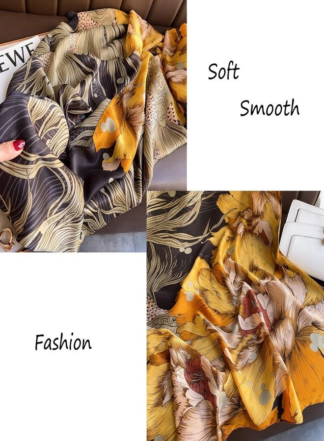 Aufeel Fashion Scarves 100% Silk Felling Scarf Long Lightweight Sunscreen Shawls Wrap for Women Hair Scarves, Golden Fish, L - Image 5