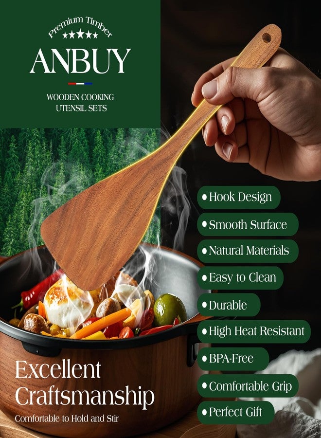 ANBUY Teak Wooden Kitchen Utensil Set - Non-Toxic Wood Cooking Utensils, Wood Utensils, Wooden Utensil Set (10PCS), Heat-Resistant for Home Kitchen - Image 5