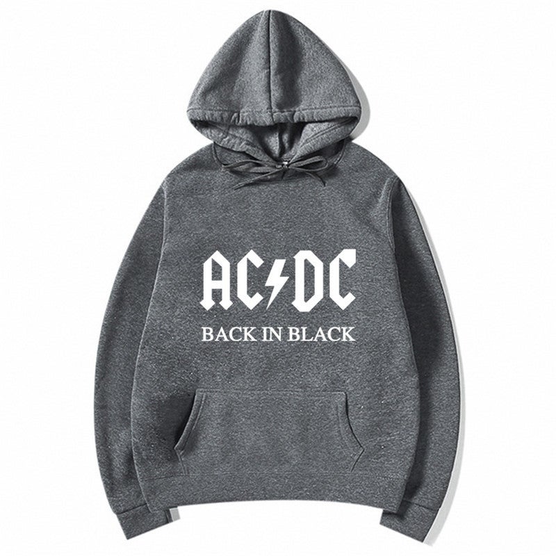 Spring Autumn AC/DC Print Hoodie Casual Slim Mens Sweatshirt Yellow