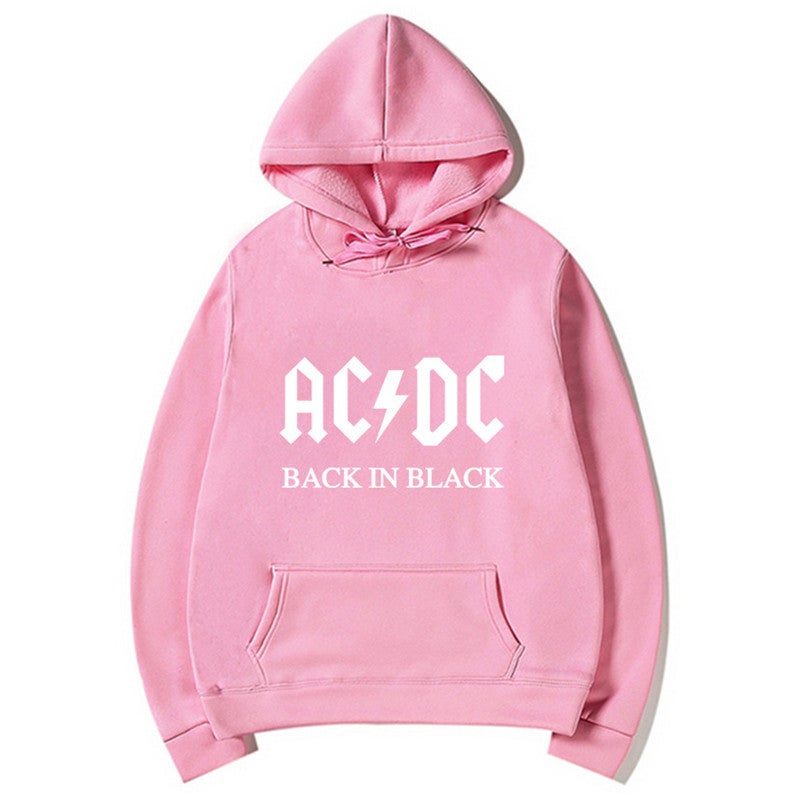 Spring Autumn AC/DC Print Hoodie Casual Slim Mens Sweatshirt Yellow