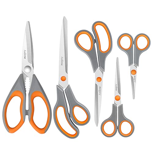 Asdirne Kitchen Scissors Set, Knife-Grade Stainless Steel, TPR Comfortable Handle All Purpose Scissors, Include One Poultry Shears and Four Different Sizes of Cooking Scissors, Perfect Kitchen Partner - Image 1