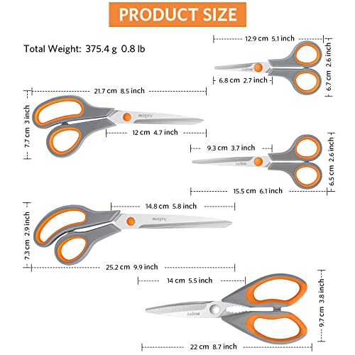Asdirne Kitchen Scissors Set, Knife-Grade Stainless Steel, TPR Comfortable Handle All Purpose Scissors, Include One Poultry Shears and Four Different Sizes of Cooking Scissors, Perfect Kitchen Partner - Image 5