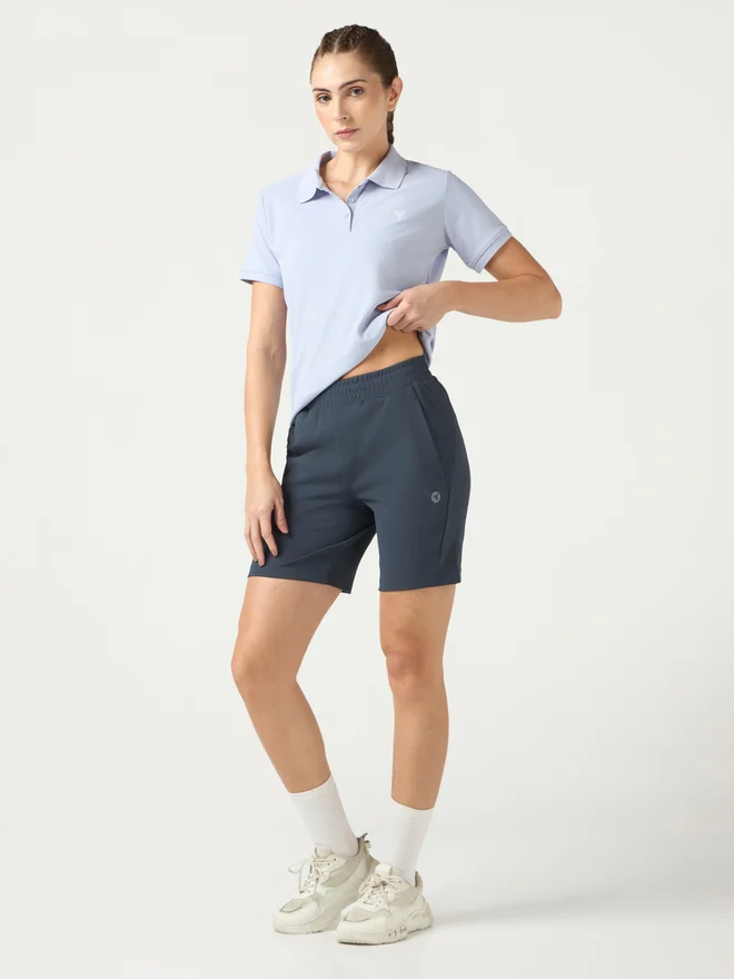Technosport Grey Regular Fit Sports Shorts with ELASTOPLUS for Women | Best Price UAE