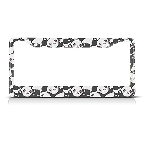 Beabes Smile Panda License Plate Frame Cute License Plate Holder Lovely Animal Pattern Funny Happy Car Tag Frame License Plate Car Accessories 2 Holes Novelty Auto Car Tag Vanity Present - Image 1