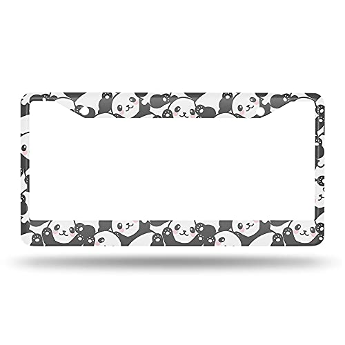 Beabes Smile Panda License Plate Frame Cute License Plate Holder Lovely Animal Pattern Funny Happy Car Tag Frame License Plate Car Accessories 2 Holes Novelty Auto Car Tag Vanity Present - Image 2