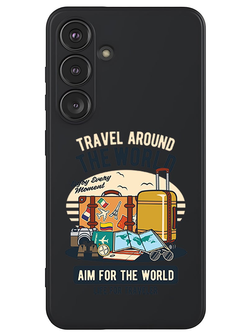 Theodor Protective Slim Fit Case Liquid Silicone Cover with Full Body Protection Anti-Scratch Shockproof Case For Samsung Galaxy S25 Plus (Black) - Aim for the world - Image 1