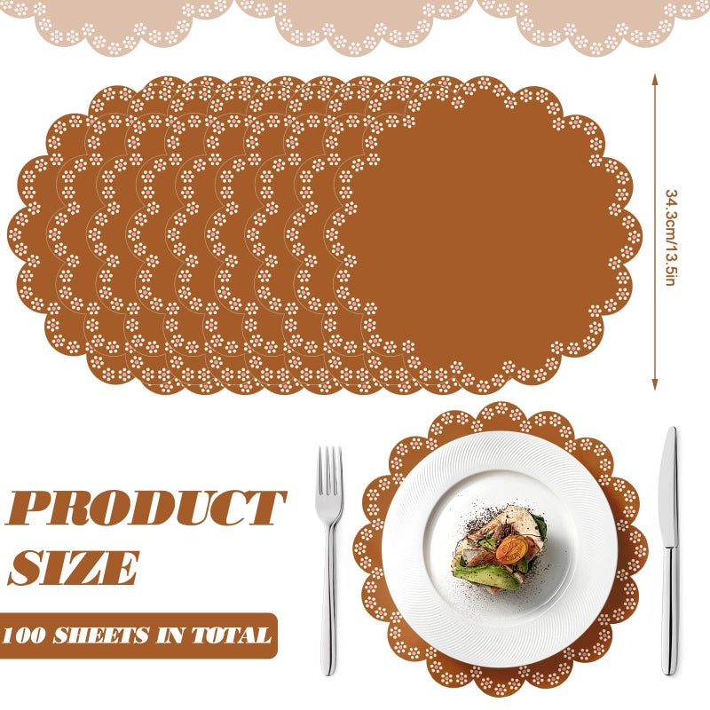 Stuffygreenus 100 Pcs Platos De Barro Mexicanos Paper Placemats 13.5 Inches Cielito Lindo Party Decoration Disposable Scalloped Cinco De Mayo Paper Placemats for Fiesta Mexican Baby Shower Decor - Image 2