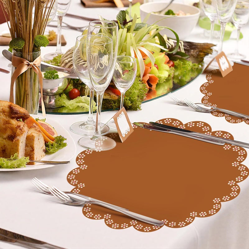 Stuffygreenus 100 Pcs Platos De Barro Mexicanos Paper Placemats 13.5 Inches Cielito Lindo Party Decoration Disposable Scalloped Cinco De Mayo Paper Placemats for Fiesta Mexican Baby Shower Decor - Image 4