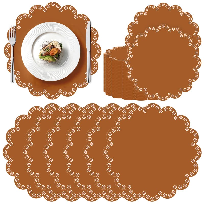 Stuffygreenus 100 Pcs Platos De Barro Mexicanos Paper Placemats 13.5 Inches Cielito Lindo Party Decoration Disposable Scalloped Cinco De Mayo Paper Placemats for Fiesta Mexican Baby Shower Decor - Image 1