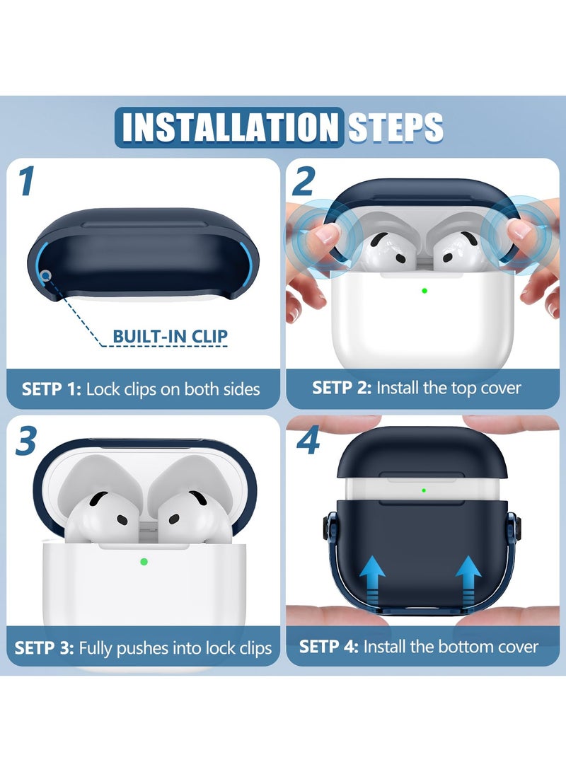 ANYOGRO AirPods 4 Case Cover for Women Men, Unique Musician Headset Design, PC Material Protective Case with Cleaner Kit and Keychain Compatible with Airpods 4th Generation 2024 Blue - Image 5