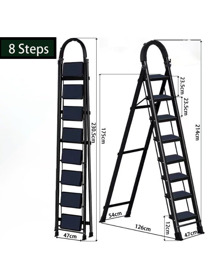 SUNRISE Folding 8 Step Ladder, Step Stool, Portable, Lightweight, Anti Slip Pedal, Handrail For Home Kitchen Office - Image 2