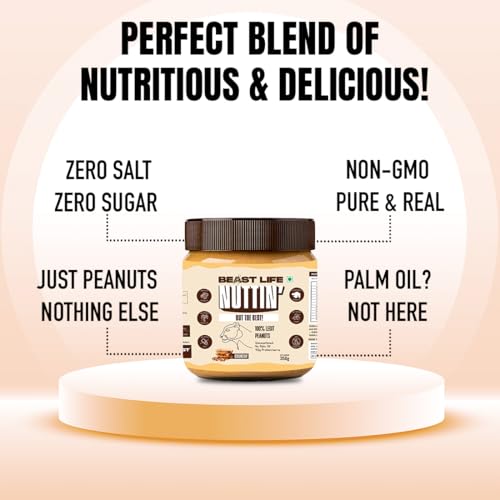 BeastLife Crunchy Natural Peanut Butter | 24.5 G Protein | 350 gm | 100% Peanuts, High Protein | Zero Palm Oil | Non‑GMO Nut Butter | Fitness-Friendly Spread | Zero Cholesterol - Image 2