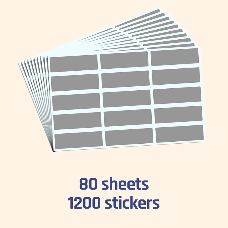 سكراتش ستيكس ١٢٠٠ قطعة، ٤٨ × ١٥ مم، ملصقات قابلة للكشط، مستطيلة رمادية - Image 3