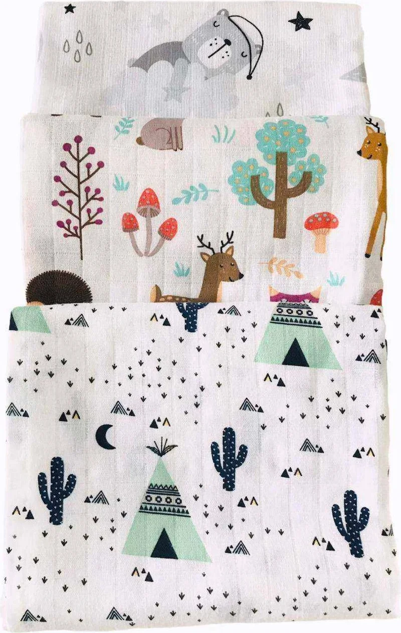 juniperus 3 Pieces 110X110 Multi-Purpose Muslin Blanket