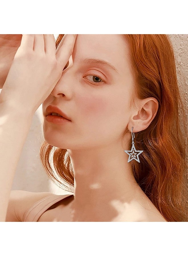 ALPHM S925 Sterling Silver Double Stars Earrings Pentagram Jewelry For Women Gift - Image 2
