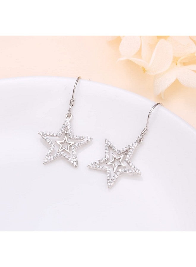 ALPHM S925 Sterling Silver Double Stars Earrings Pentagram Jewelry For Women Gift - Image 3