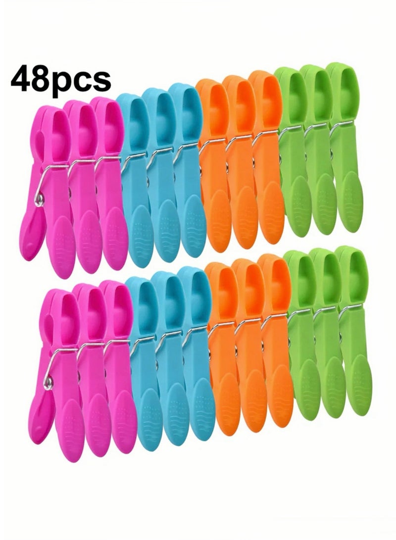 Lee Yon 48-Piece Colorful Plastic Clothes Clips, Ideal for Laundry, Sealing Clips, Green/Blue/Purple/Orange - Image 2
