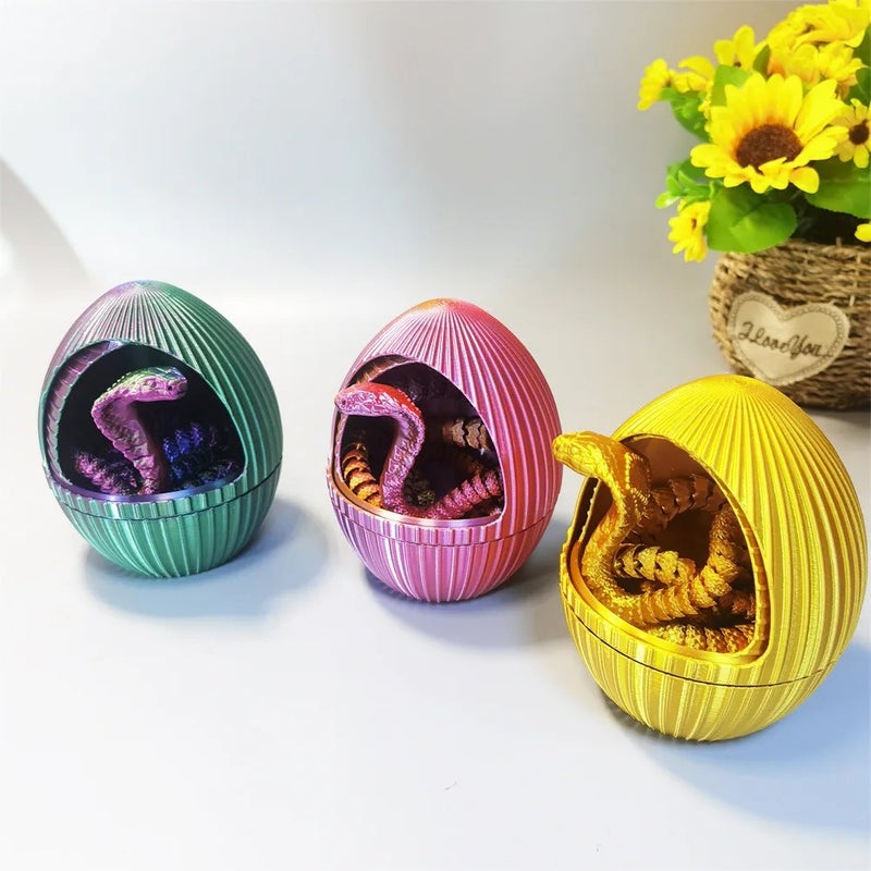 Y&D Vashine 3D Printed Snake Egg Colorful PLA Joint Moving Sanke Toys PLA Friendly Children Gift Creativity Action Figure Toy - Image 3